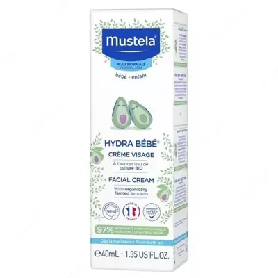Детский увлажняющий крем-бальзам для лица "Mustela" Hydra Baby (40 мл) Франция