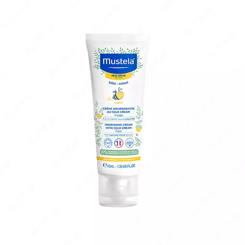 "Mustela" Bebe (200 ml) Frantsiya quruq teri uchun sovuq kremli chaqaloq tanasi losoni
