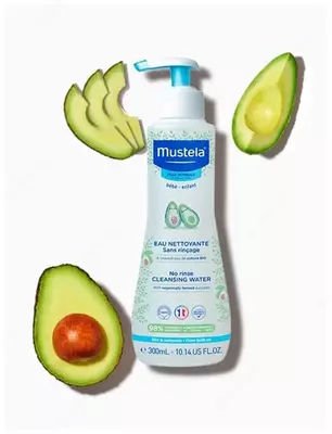 Очищающая вода-лосьон для новорожденных (без смывания) "Mustela" Bebe (300 мл) Франция