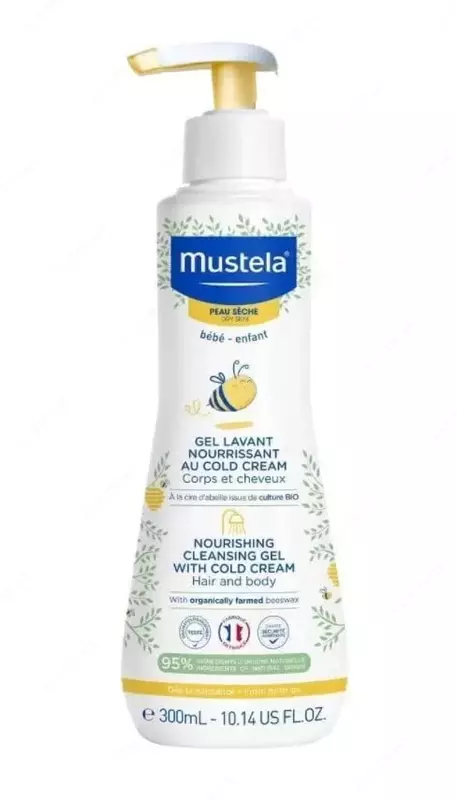 Мягкий крем-гель для купания новорожденных "Mustela" Bebe (300 мл) Франция