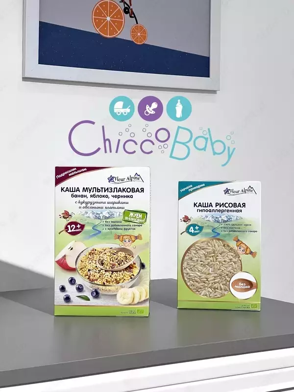  Каша Fleur Alpine Мультизлаковая с бананом  с кусочками клубники и яблока  с 15 месяцев - 