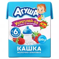 Каша молочно-рисовая Агуша Укрепляй-ка с клубникой  яблоком и земляникой  6+ мес.  200 мл