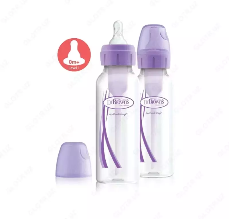 Tor bo'yinli kolikaga qarshi idishlar Options+ (2x250ml), Dr. Brown's 0 + oy.