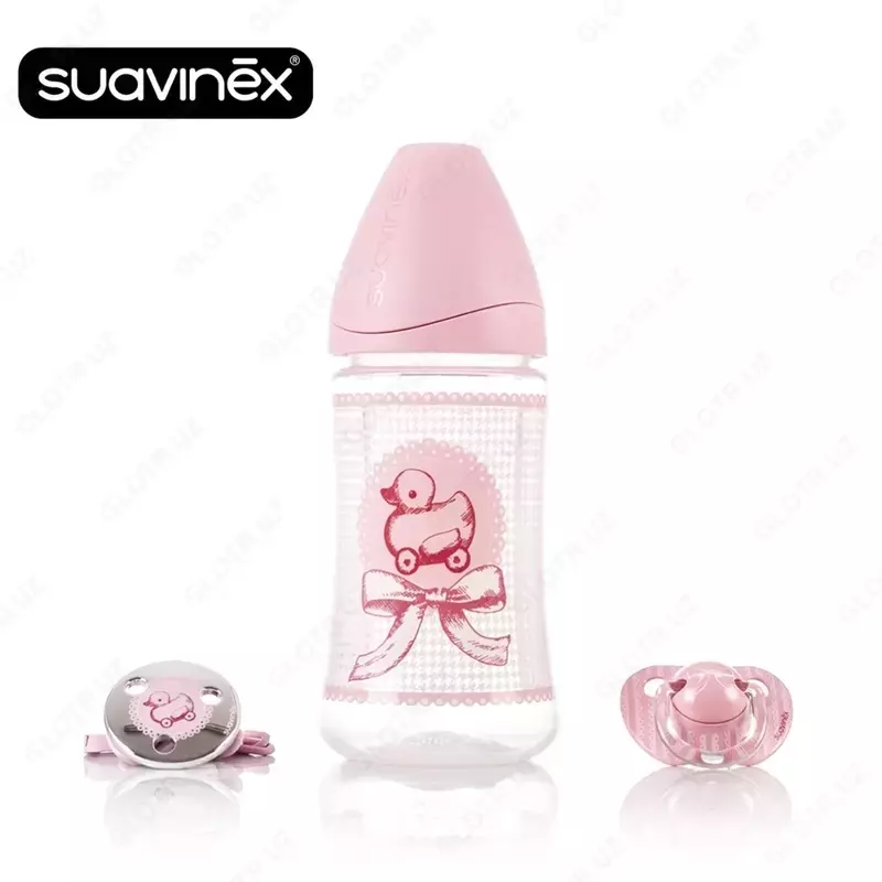 СТАРТОВЫЙ ПОДАРОЧНЫЙ НАБОР Suavinex Набор бутылочка 270 мл, соска и клипса для пустышки