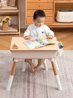 Регулируемый деревянный Комплект стол и стул из цельного дерева для детей
