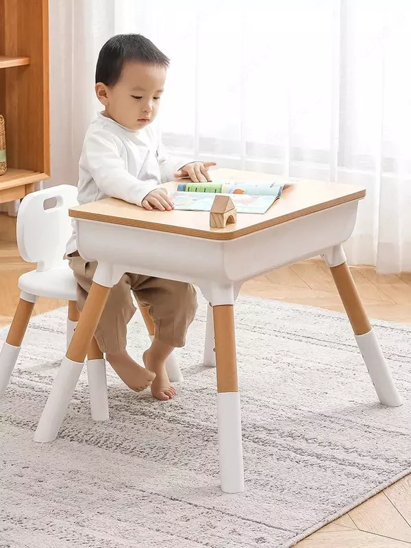 Bolalar uchun sozlanishi yog'och to'plami qattiq yog'och stol va stul