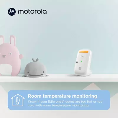 Motorola AM 24 chaqaloq monitori yuqori sezgir mikrofon va ota-ona blokidagi batareyaga ega