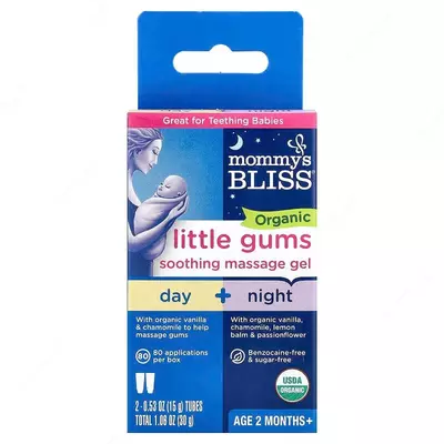 Успокаивающий массажный гель для десен у новорожденных "Mommy’s Bliss" Organic Little Gums дневной/ночной пакет