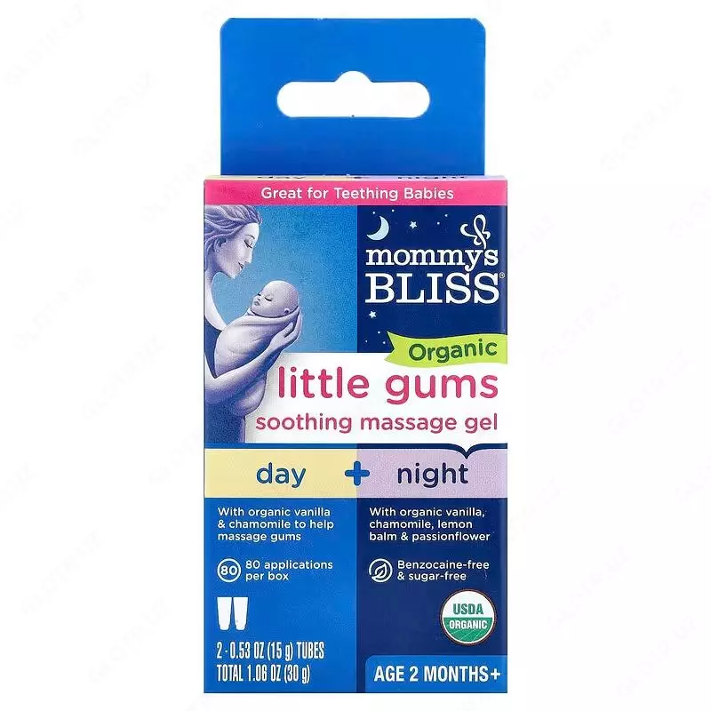 Успокаивающий массажный гель для десен у новорожденных "Mommy’s Bliss" Organic Little Gums дневной/ночной пакет