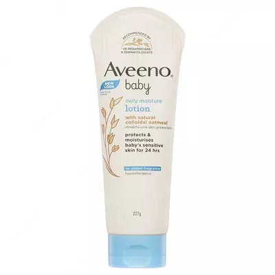 Bolalar uchun kunlik "Aveeno Baby" kundalik nemlendirici loson, nozik chaqaloq terisi uchun tabiiy jo'xori uni qo'shilgan nemlendirici hipoalerjenik, 227 ml