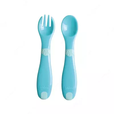 Набор столовых приборов для детей "CHICCO" 12м+, 5 предметов (Blue)