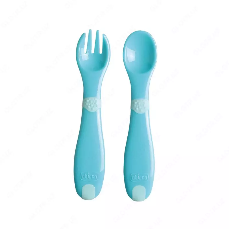 Набор столовых приборов для детей "CHICCO" 12м+, 5 предметов (Blue)