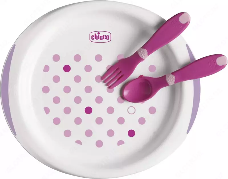Bolalar uchun idishlar to'plami "CHICCO" 12m+, 5 ta (Pushti)