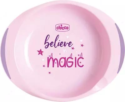 Bolalar uchun idishlar to'plami "CHICCO" 12m+, 5 ta (Pushti)