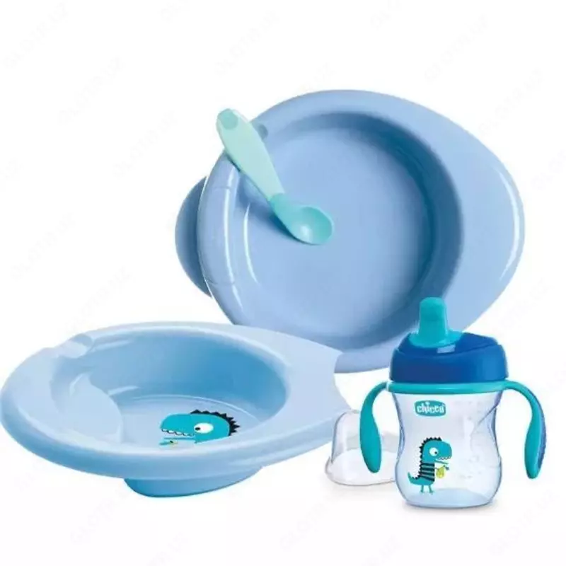 Bolalar uchun idish-tovoqlar to'plami "CHICCO" 12m+, 5 dona (Ko'k)