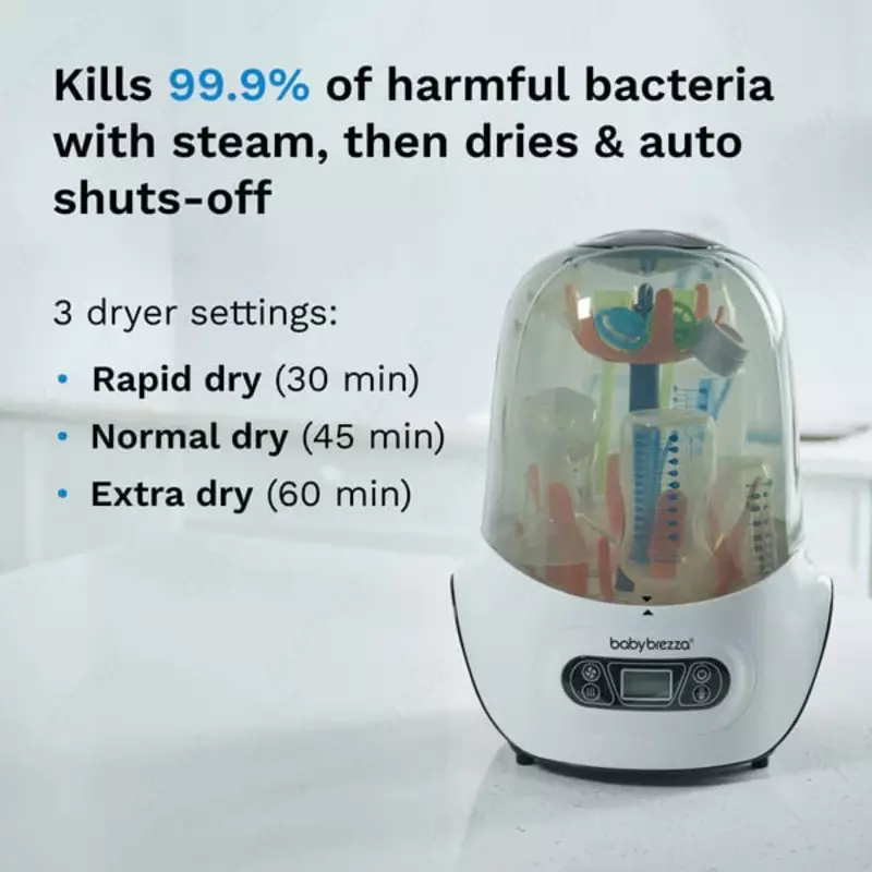 Стерилизатор и сушилка (паровая) для детских бутылочек "Baby Brezza" одношаговый (Арт. - BRZ0098) Белый