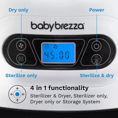 "Baby Brezza" chaqaloq shishalari uchun sterilizator va quritgich (bug ') bir bosqichli (Art. - BRZ0098) Oq