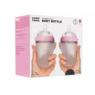 Набор бутылочек (силиконовые) "Como Tomo" 250 мл, +3 м, 2 шт., розовая