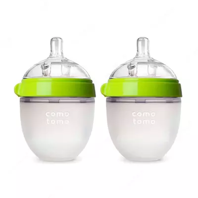 Набор бутылочек (силиконовые) "Como Tomo" 150 мл, +3 м, 2 шт., зеленая