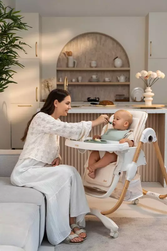 Детский стульчик для кормления "Jikel" Nobel Highchair Creamy Beige, от 6 мес. до 3 лет (NEW)