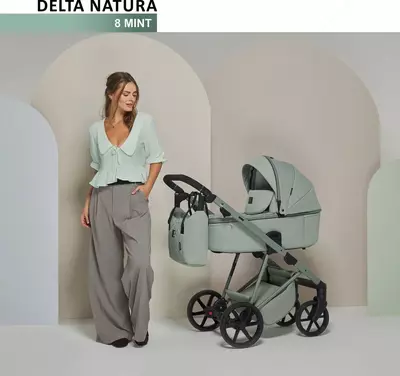 Детская коляска 2 в 1 "Adamex" Delta Nature 8 MINT, +0 мес., сумка для мамы