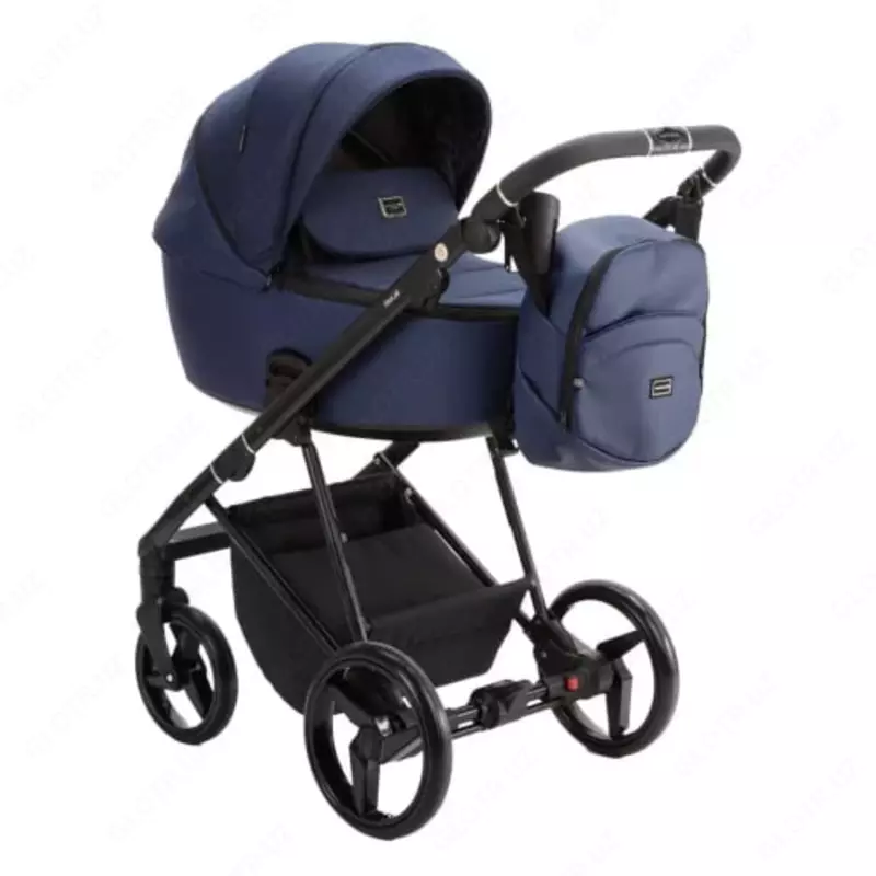 Детская коляска 2-в-1 "Adamex" Blanc Special Edition LUX PS-64 (Польша) Темно-синяя
