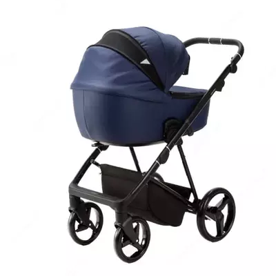 Детская коляска 2-в-1 "Adamex" Blanc Special Edition LUX PS-64 (Польша) Темно-синяя