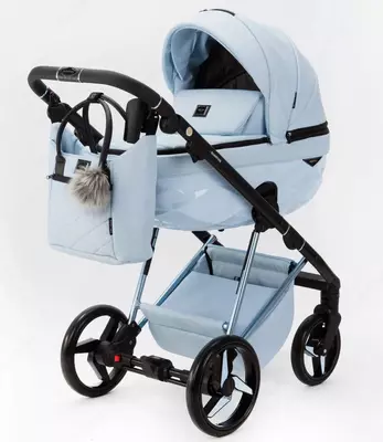 Детская коляска 2 в 1 "Adamex" Quantum Superstar Deluxe Q-STAR135-K (Польша) Светло-голубая