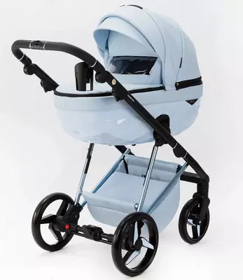 Детская коляска 2 в 1 "Adamex" Quantum Superstar Deluxe Q-STAR135-K (Польша) Светло-голубая