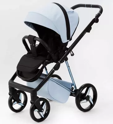Детская коляска 2 в 1 "Adamex" Quantum Superstar Deluxe Q-STAR135-K (Польша) Светло-голубая