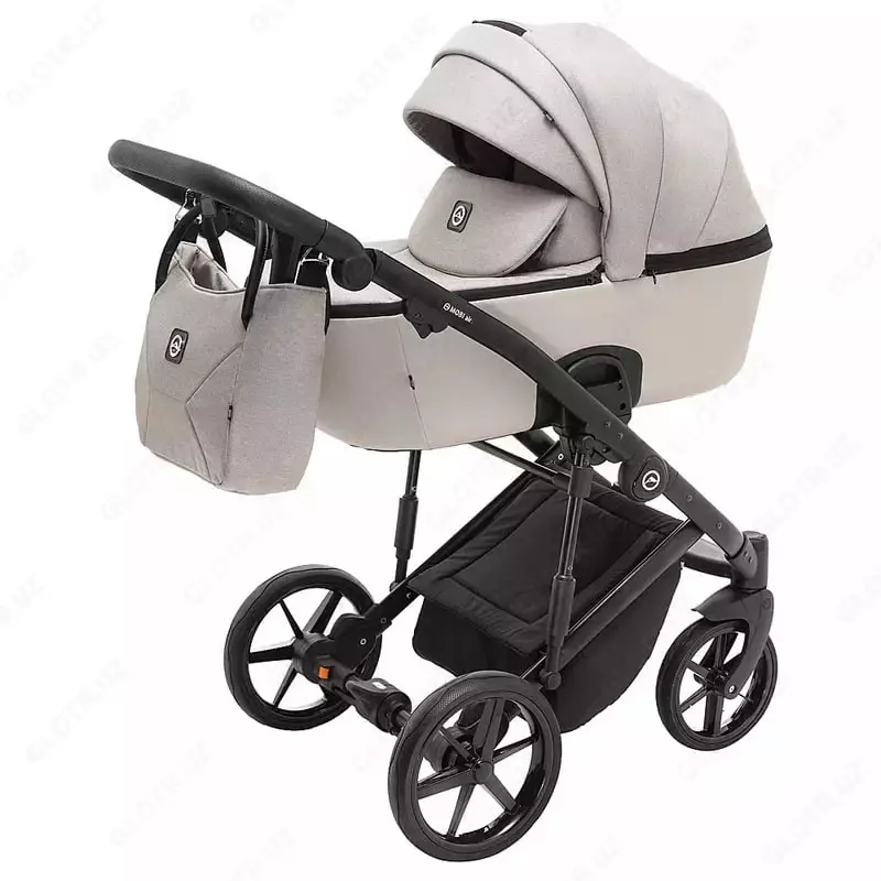 Детская коляска 2-в-1 "Adamex" Mobi New PS18-1 (Польша) Светло-серая