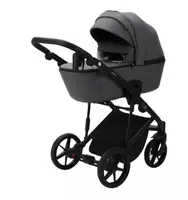 Детская коляска 2-в-1 "Adamex" Mobi New PS108-1 (Польша) Темно-серая - по запросу