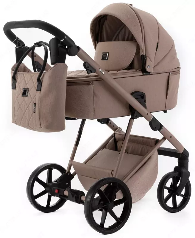 Детская коляска 2-в-1 "Adamex" Delta Natura DN-5-CAMEL (Польша) Темно-бежевая