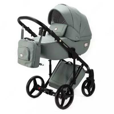 Детская коляска 2-в-1 "Adamex" Luciano Deluxe Q-114 (Польша) Серо-зеленая