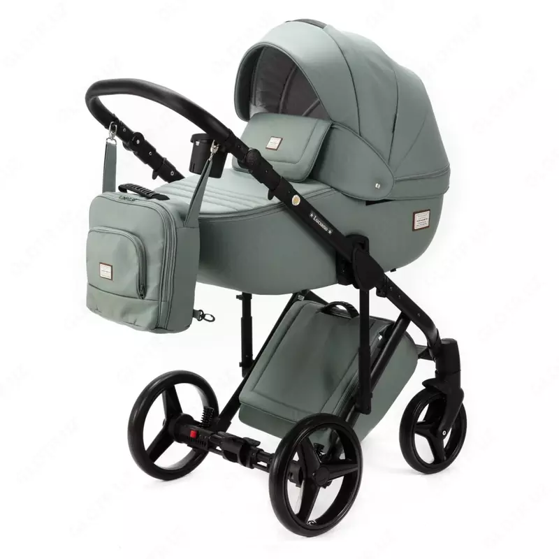 Детская коляска 2-в-1 "Adamex" Luciano Deluxe Q-114 (Польша) Серо-зеленая