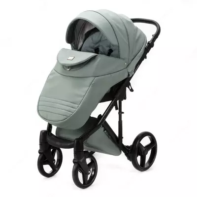 Детская коляска 2-в-1 "Adamex" Luciano Deluxe Q-114 (Польша) Серо-зеленая