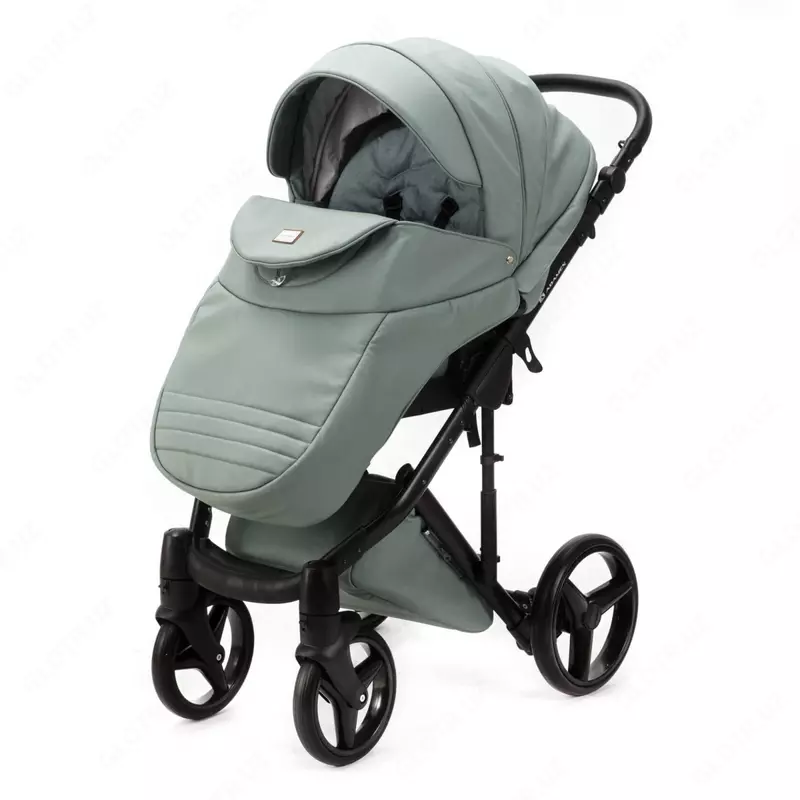 Детская коляска 2-в-1 "Adamex" Luciano Deluxe Q-114 (Польша) Серо-зеленая
