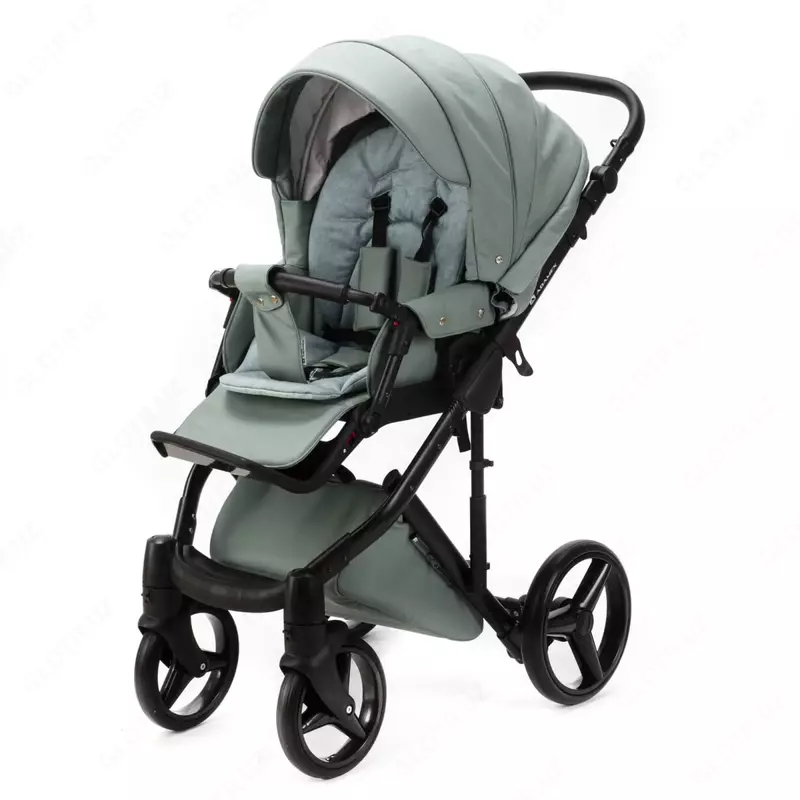 Детская коляска 2-в-1 "Adamex" Luciano Deluxe Q-114 (Польша) Серо-зеленая