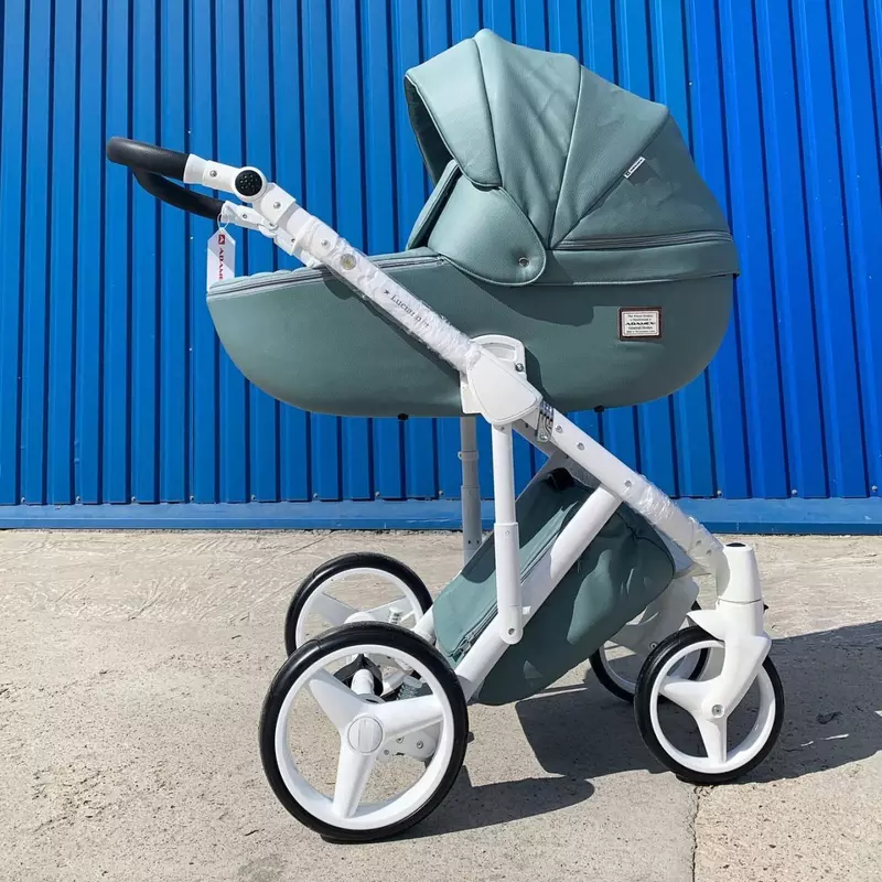 Детская коляска 2-в-1 "Adamex" Luciano Deluxe Q-114 (Польша) Серо-зеленая