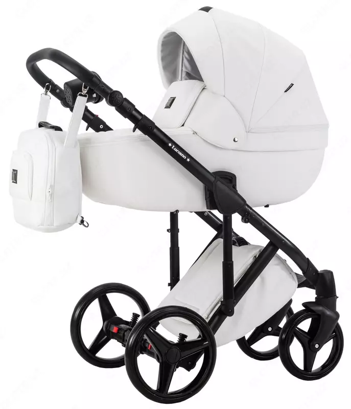 Bolalar aravachasi 2-in-1 "Adamex" Luciano Deluxe Q-107 (Polsha) Oq