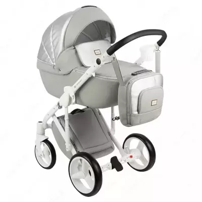 Детская коляска 2-в-1 "Adamex" Luciano Deluxe Q-25 (Польша) Серая/белая