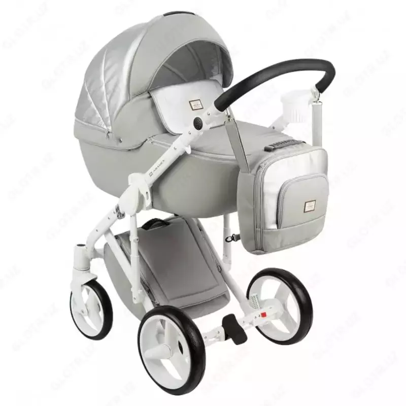 Детская коляска 2-в-1 "Adamex" Luciano Deluxe Q-25 (Польша) Серая/белая