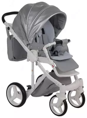 Детская коляска 2-в-1 "Adamex" Luciano Deluxe Q-25 (Польша) Серая/белая
