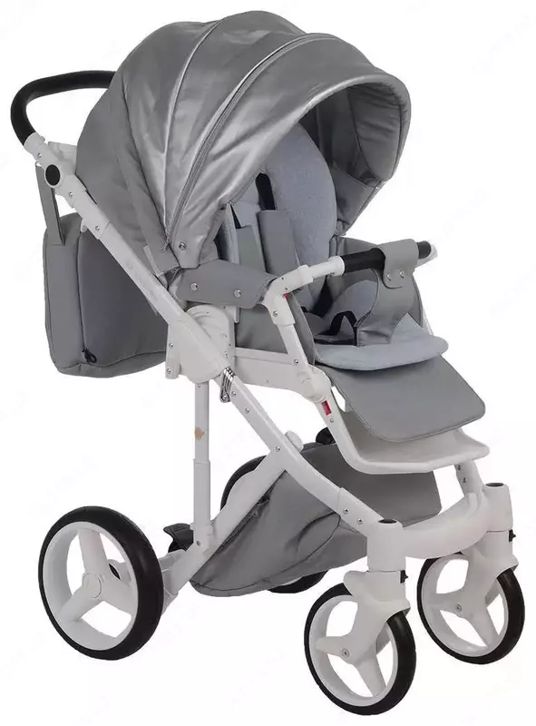 Детская коляска 2-в-1 "Adamex" Luciano Deluxe Q-25 (Польша) Серая/белая