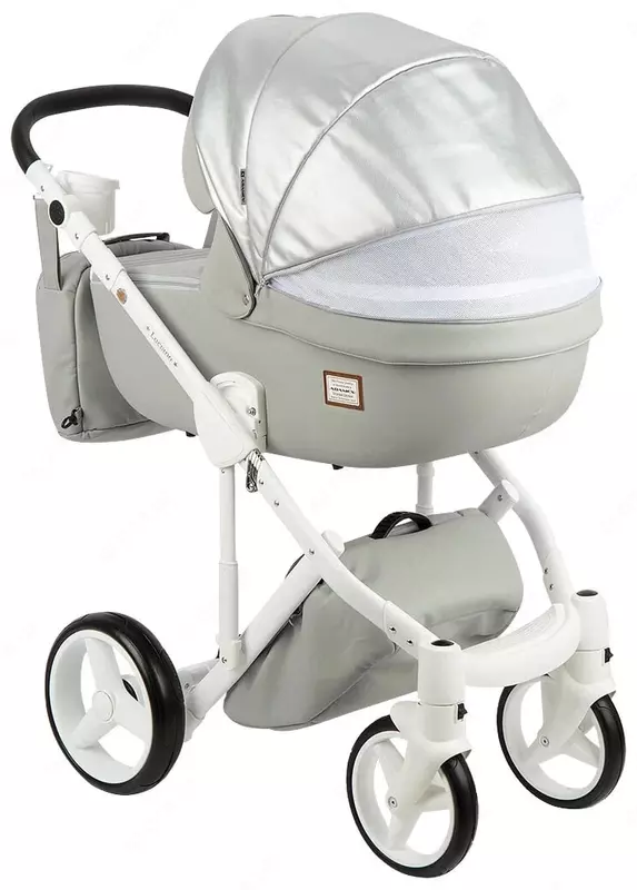 Детская коляска 2-в-1 "Adamex" Luciano Deluxe Q-25 (Польша) Серая/белая