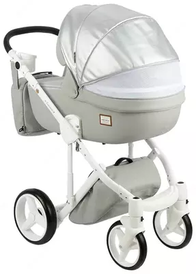 Детская коляска 2-в-1 "Adamex" Luciano Deluxe Q-25 (Польша) Серая/белая