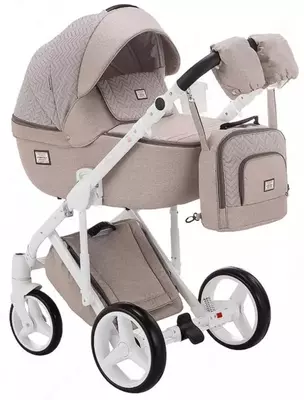 Детская коляска 2-в-1 "Adamex" Luciano Deluxe Q-250, черная рама (Польша) Светло-сиреневая