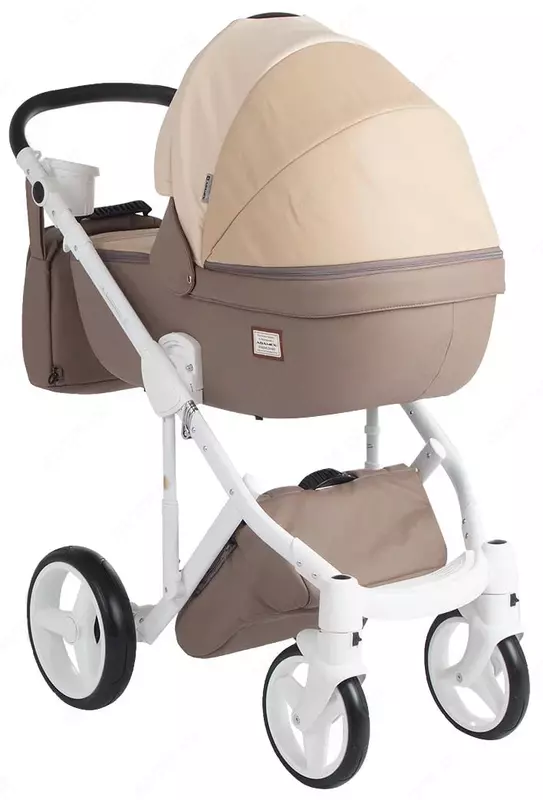 Bolalar aravachasi 2-in-1 "Adamex" Luciano Deluxe Q-265, qora ramka (Polsha) Kulrang/bej