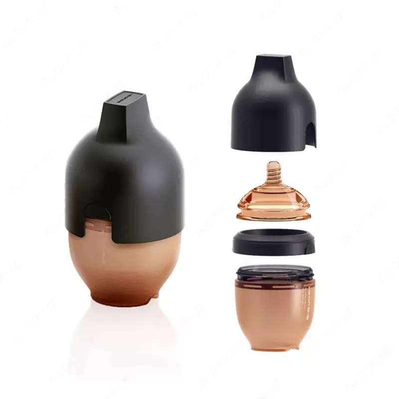 Бутылочка HEORSHE силиконовая антиколиковая черная 160мл