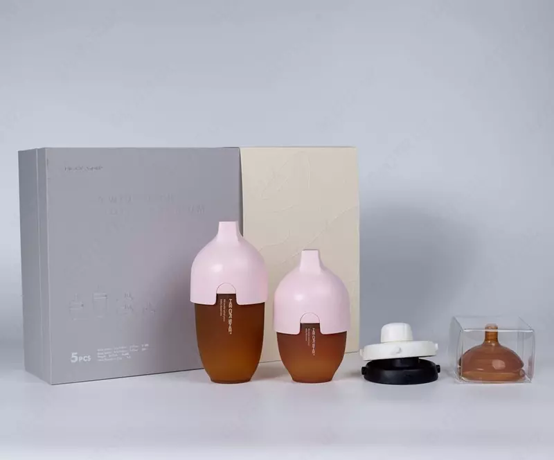 HEORSHE Ultra Wide Neck Premium sovg‘a to‘plami bolalar shishalari, pushti